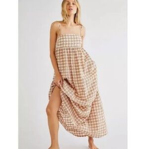 Autumn Adeigbo Free People Plaid Babydoll Maxi‎ Dress